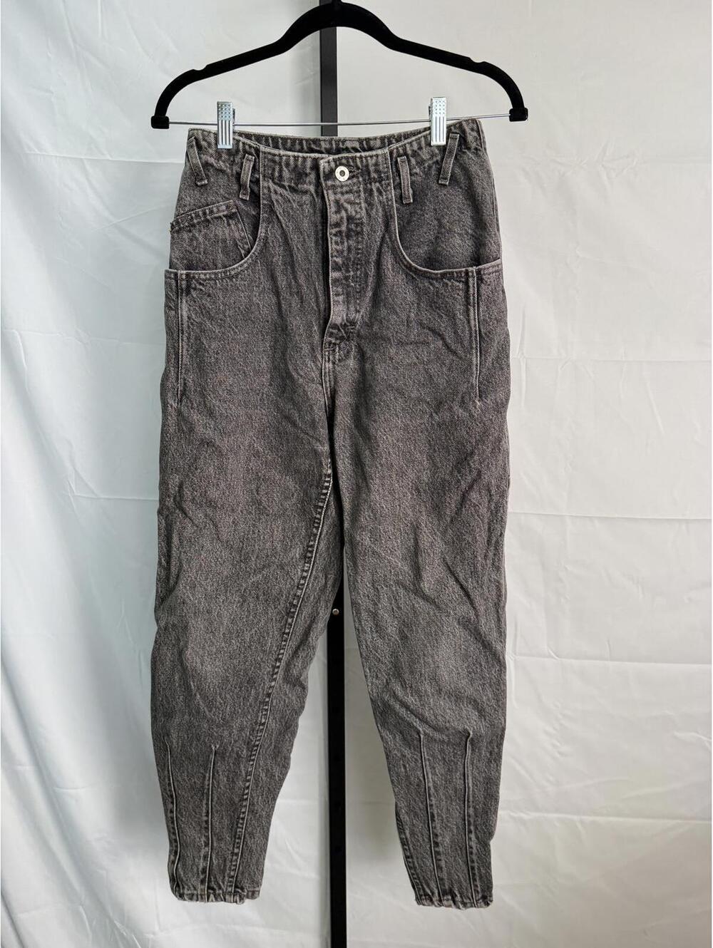Women's 80s Black Washed Jeans with Tapered Ankle Barrel Jeans 28.5"x28"